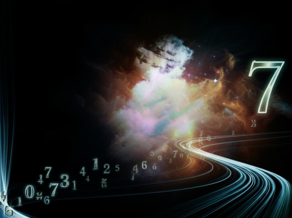 Ethereal cosmic path illuminated by glowing numerical symbols.