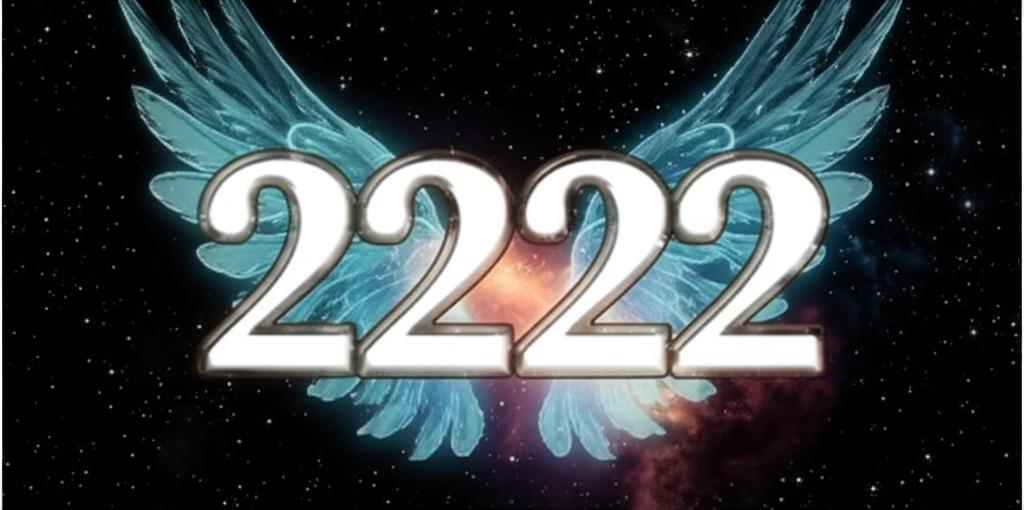 Celestial 222 angel numbers glowing within a starlit cosmic dreamscape.
