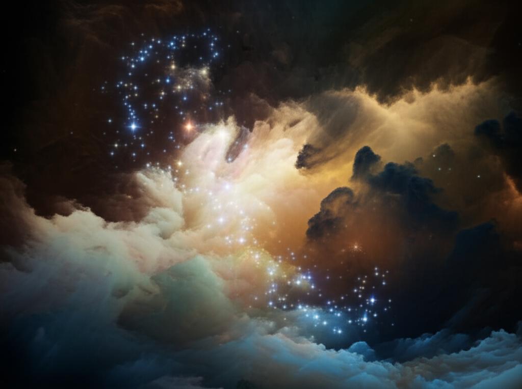 Luminous spirit of a loved one, a constellation forming in a cosmic dream.