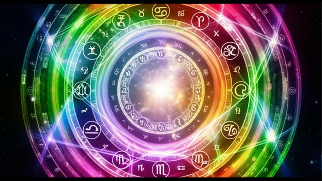 A vibrant, full rainbow arching over a serene landscape, symbolizing hope and divine connection.